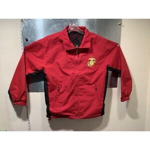 USMC Red Embroidered Globe & Anchor Hooded Mesh Lined Jacket by Cheneral Small